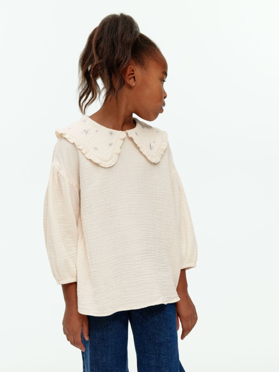 Barn Arket Toppar & Sweatshirts | Frill-Collar Cheesecloth Blouse